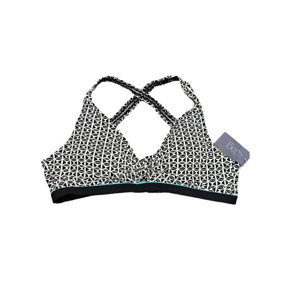 Jag Black and White Geometric Print Swimsuit Top XL